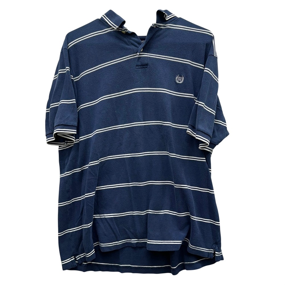 Chaps mens blue striped polo shirt